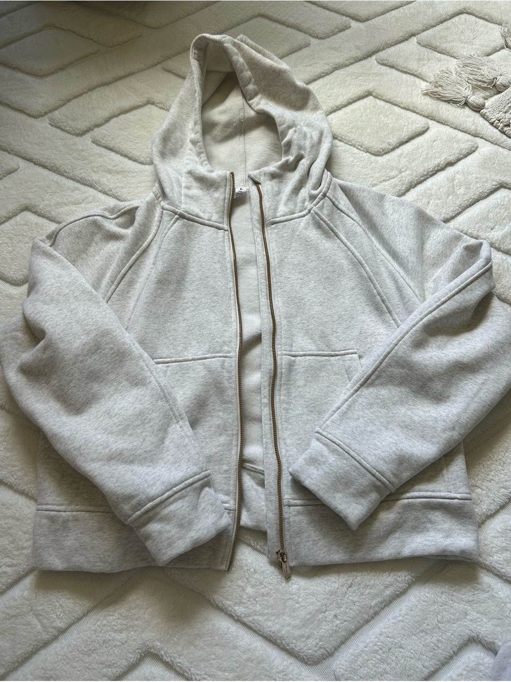Cozy Light Gray Cropped Zip Hoodie